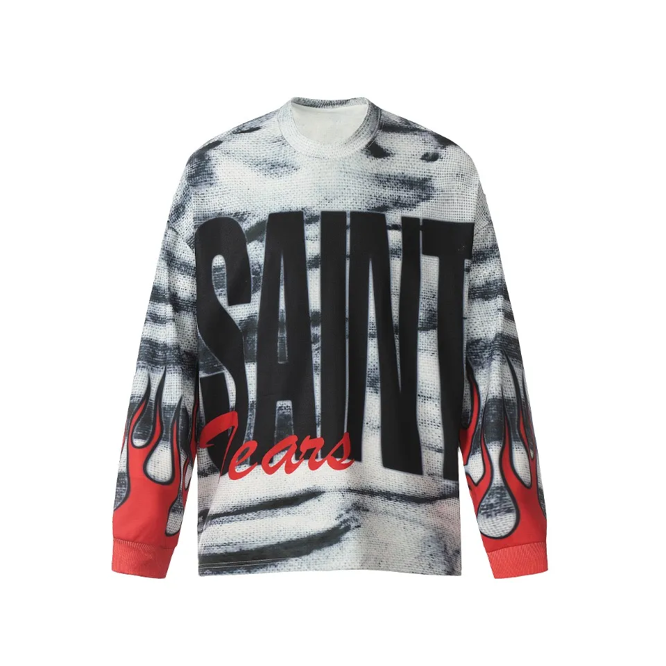 Saint michael tears all-over printed long-sleeved vintage autumn and winter T-shirt Style number: 102 Size: M L XL Wholesale price: 136 Color: Picture color
